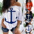 Loose Shoulder Bat Shirt Printed T-Shirt Women - ROUTINE FASHION